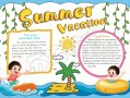 快乐暑假英语小报简单又漂亮-快乐暑假英语小报模板